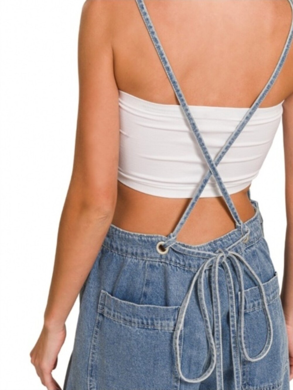 Zenana Wide Leg Denim Overalls - Blue - Picture 9 of 9